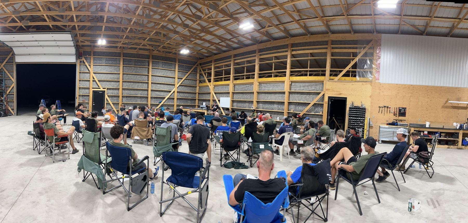Men gathered in the barn for the FORGED retreat