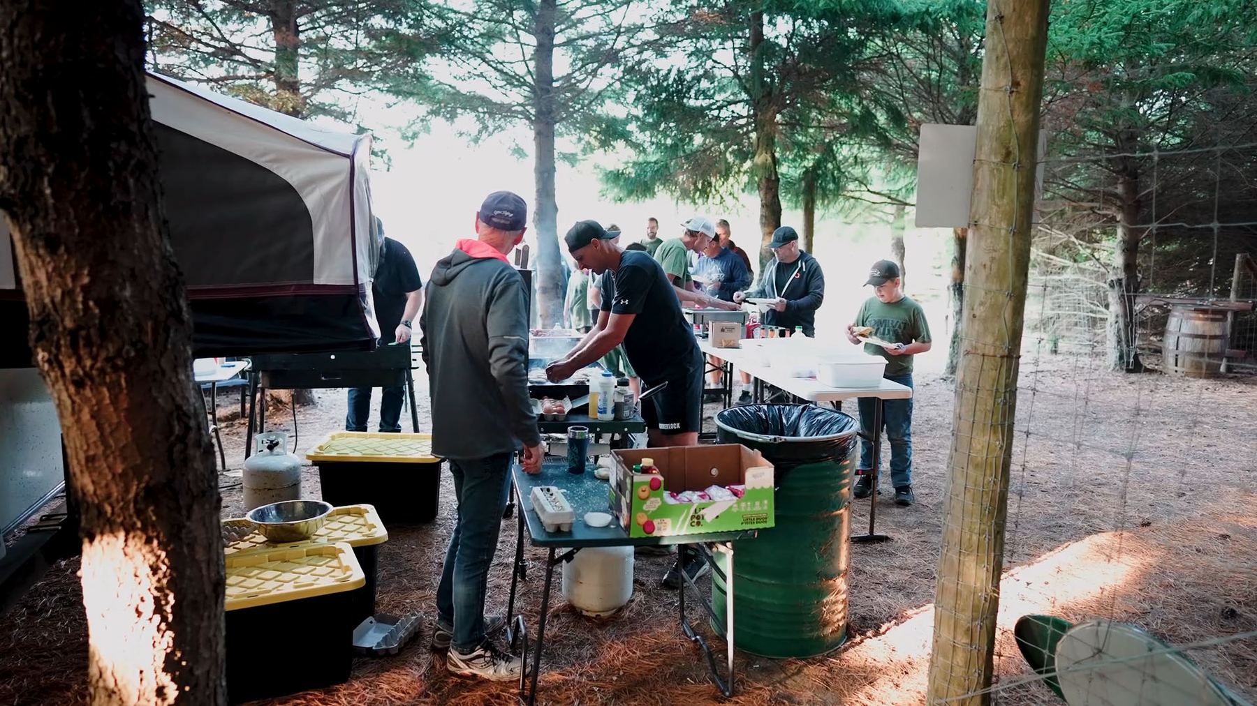 Cooking breakfast at the FORGED men's retreat