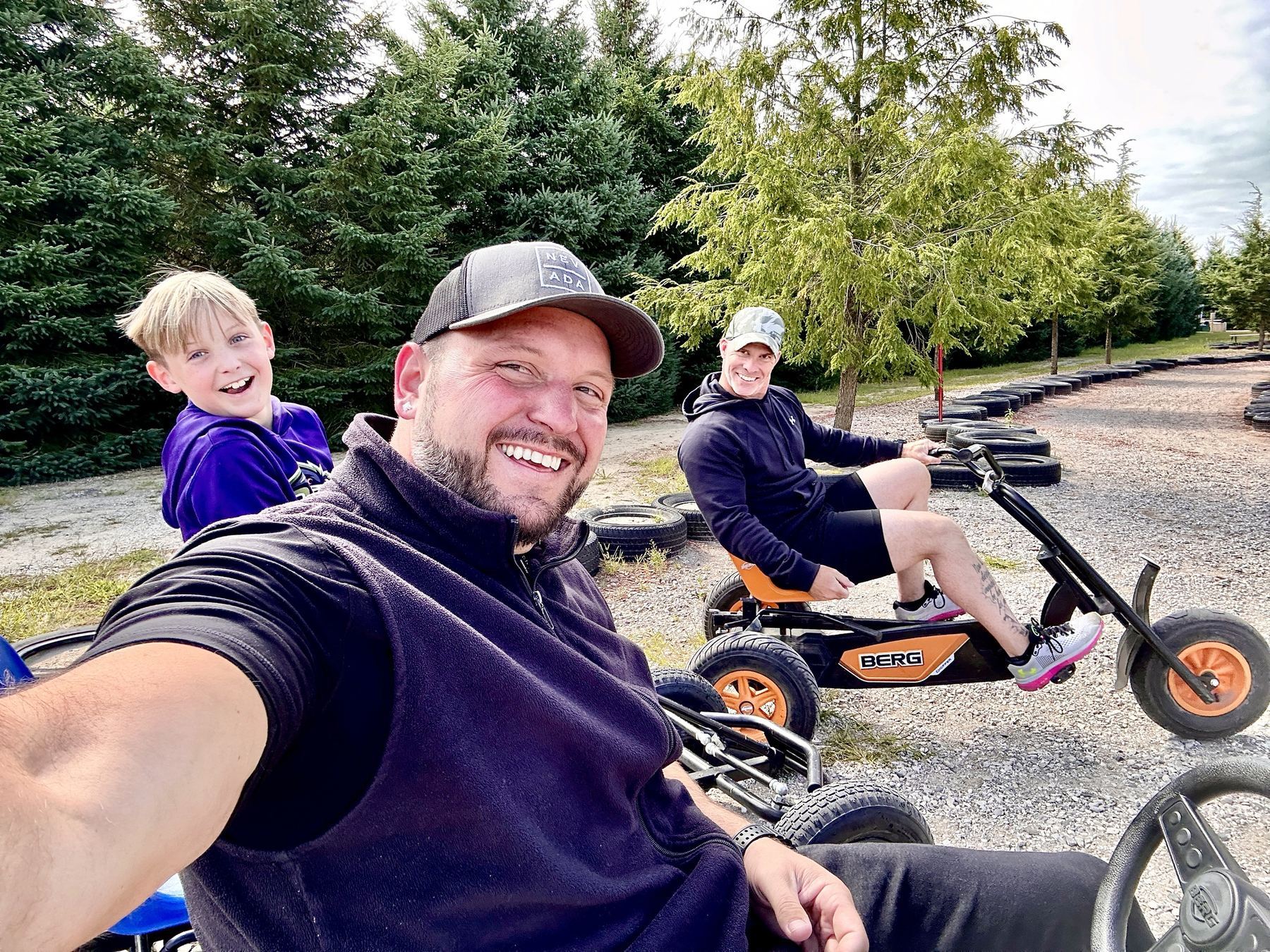 Pedal go-kart races at the FORGED men's retreat