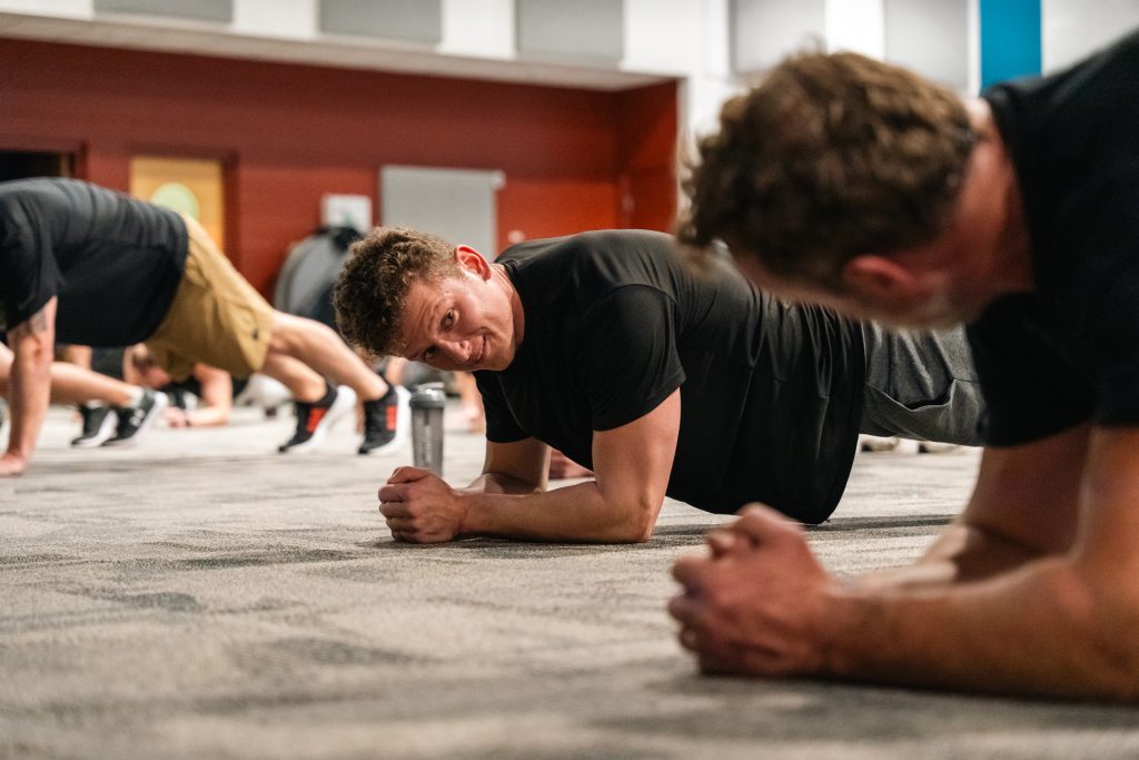 Christian men’s group doing team workout at Forged 27:17