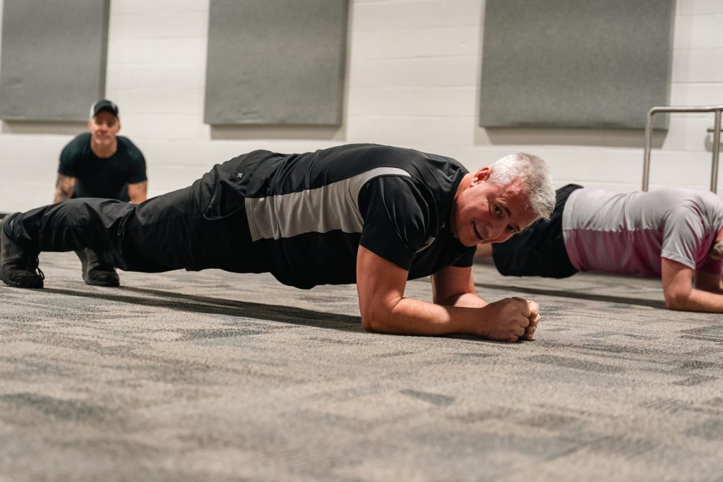 Christian men’s group doing team workout at Forged 27:17