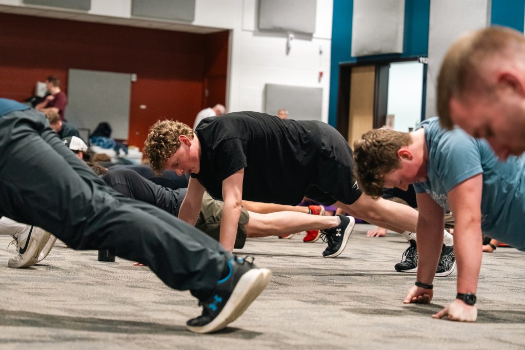 Christian men’s group doing team workout at Forged 27:17