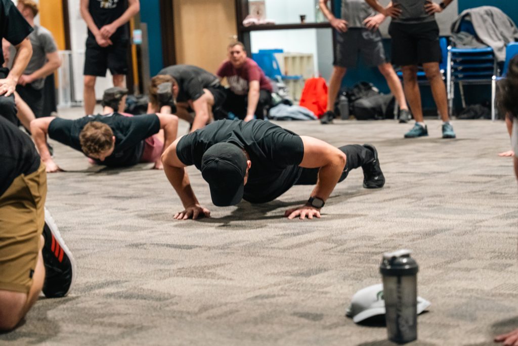 Christian men’s group doing team workout at Forged 27:17