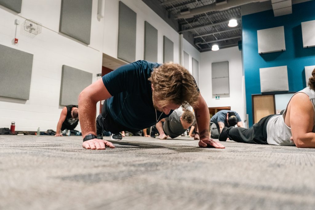 Christian men’s group doing team workout at Forged 27:17