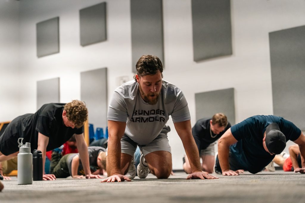 Christian men’s group doing team workout at Forged 27:17