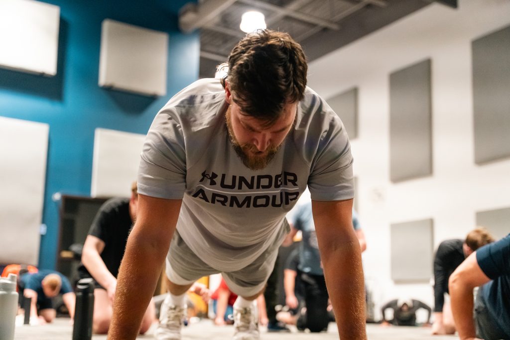 Christian men’s group doing team workout at Forged 27:17