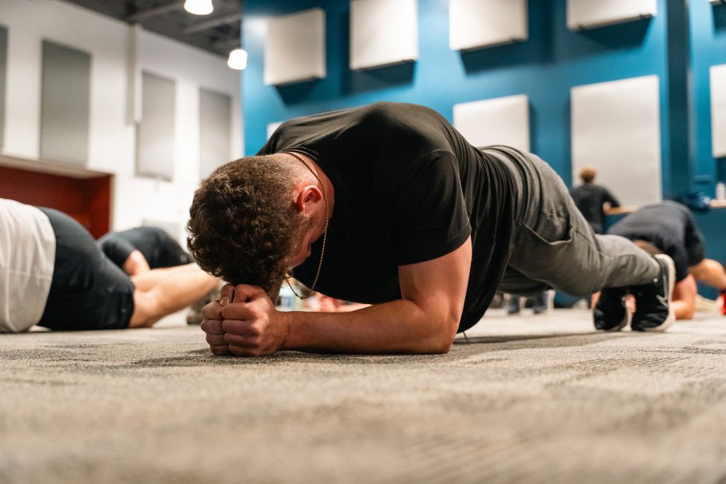 Christian men’s group doing team workout at Forged 27:17