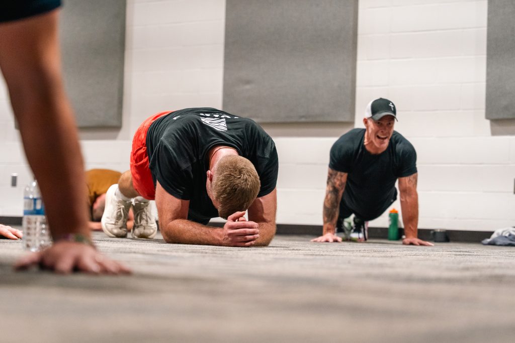 Christian men’s group doing team workout at Forged 27:17