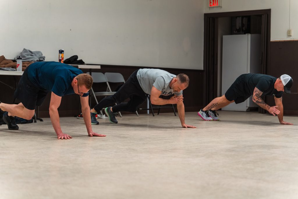 Christian men’s group doing team workout at Forged 27:17