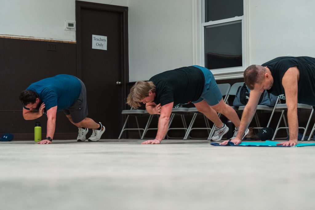 Christian men’s group doing team workout at Forged 27:17
