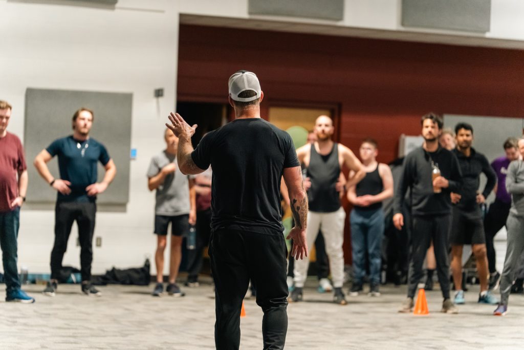 Christian men’s group doing team workout at Forged 27:17